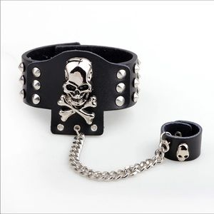 Leather Skull Cuff